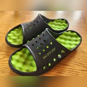 PR Soles Black Green Running W9 M8 Recovery Slides Sandals Slip-on Run Slide
